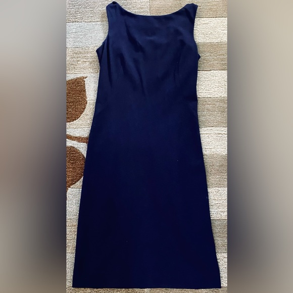 MM LaFleur The Lydia Sheath Dress w Twisted Shoulders in Galaxy Blue - Picture 3 of 12